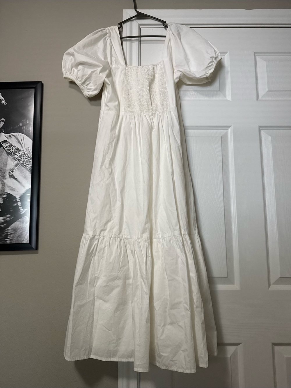 ASTR White Puff-Sleeve Square-Neck Midi Dress - Picture 4 of 7